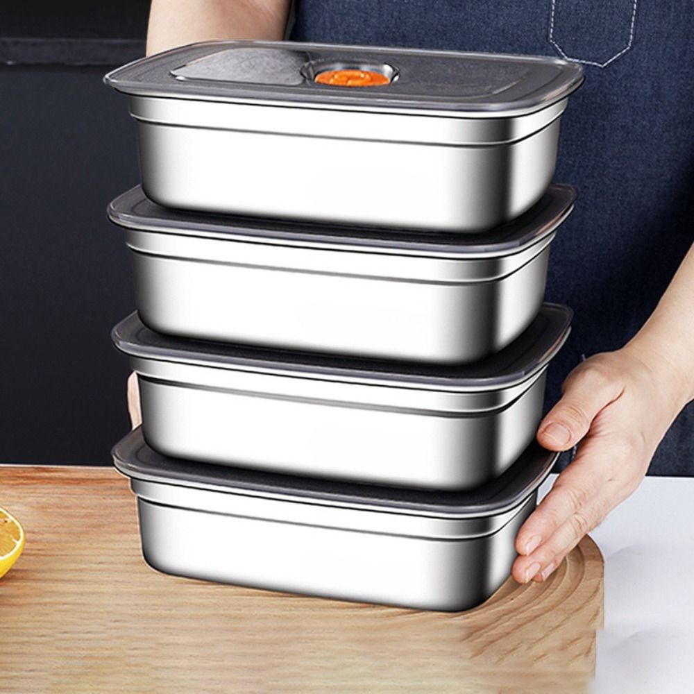 Meal Prep Vacuum Seal Containers - Roestvrijstalen campinglunchbox Verzegelde lekvrije Bento Box