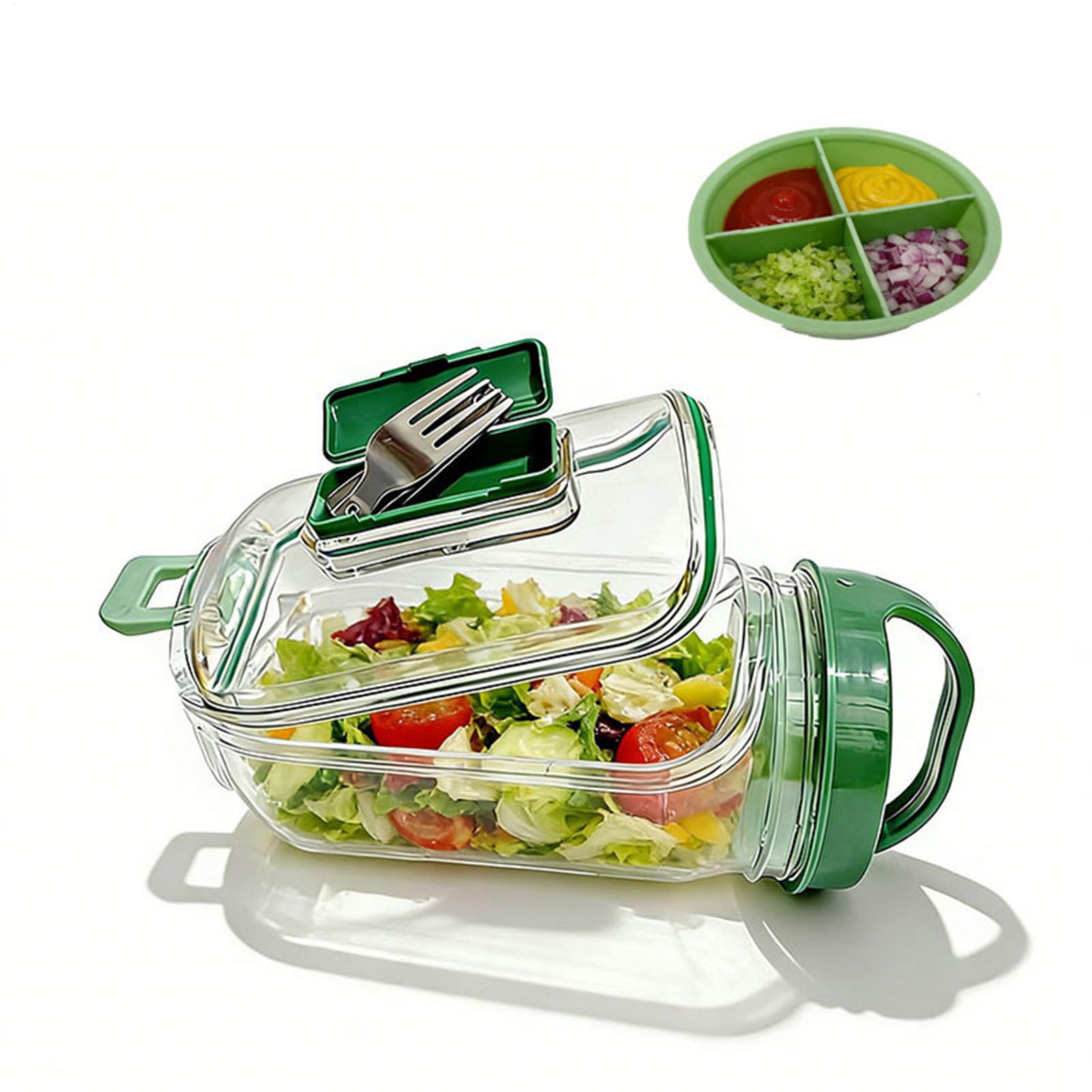 Meal Prep Gym Food - Saladepot met zijopening 1000ml Lekvrije maaltijdvoorbereidingscontainer