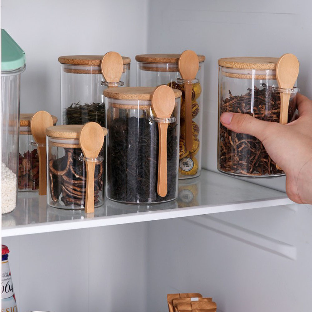 Meal Prep Jar - Luchtdicht bewaardozen van plastic met houten