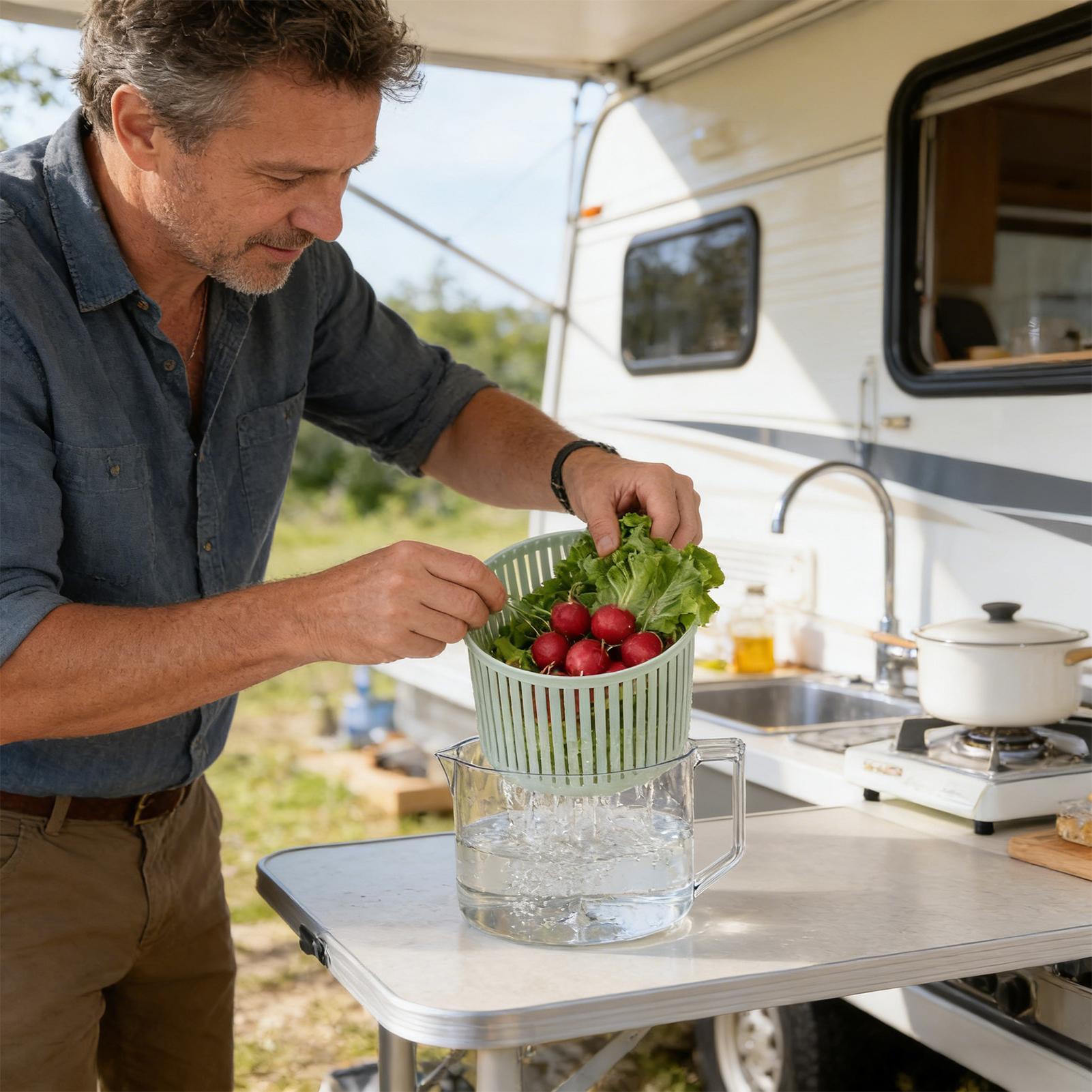 Meal Prep Manual - Saladeslinger, handmatige groentewasbak, keukenhulpje, slingerschotel voor