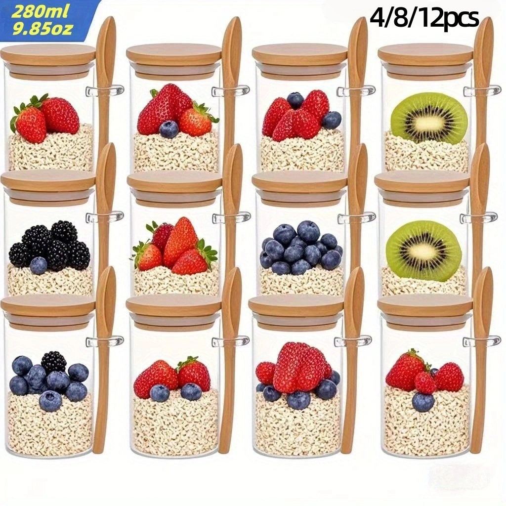 Meal Prep Jar - 4/8/12 stuks, ontbijtbakjes van havermout met