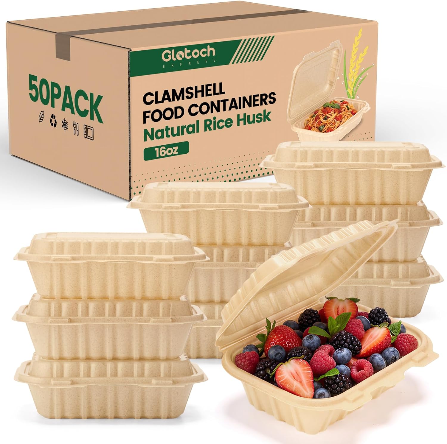 50 stuks 16oz clamshell afhaal - Meal Prep Pasta recensie en prijs